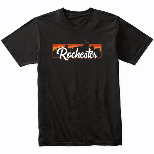 Vintage Style Retro Rochester Michigan Sunset Skyline T-Shirt