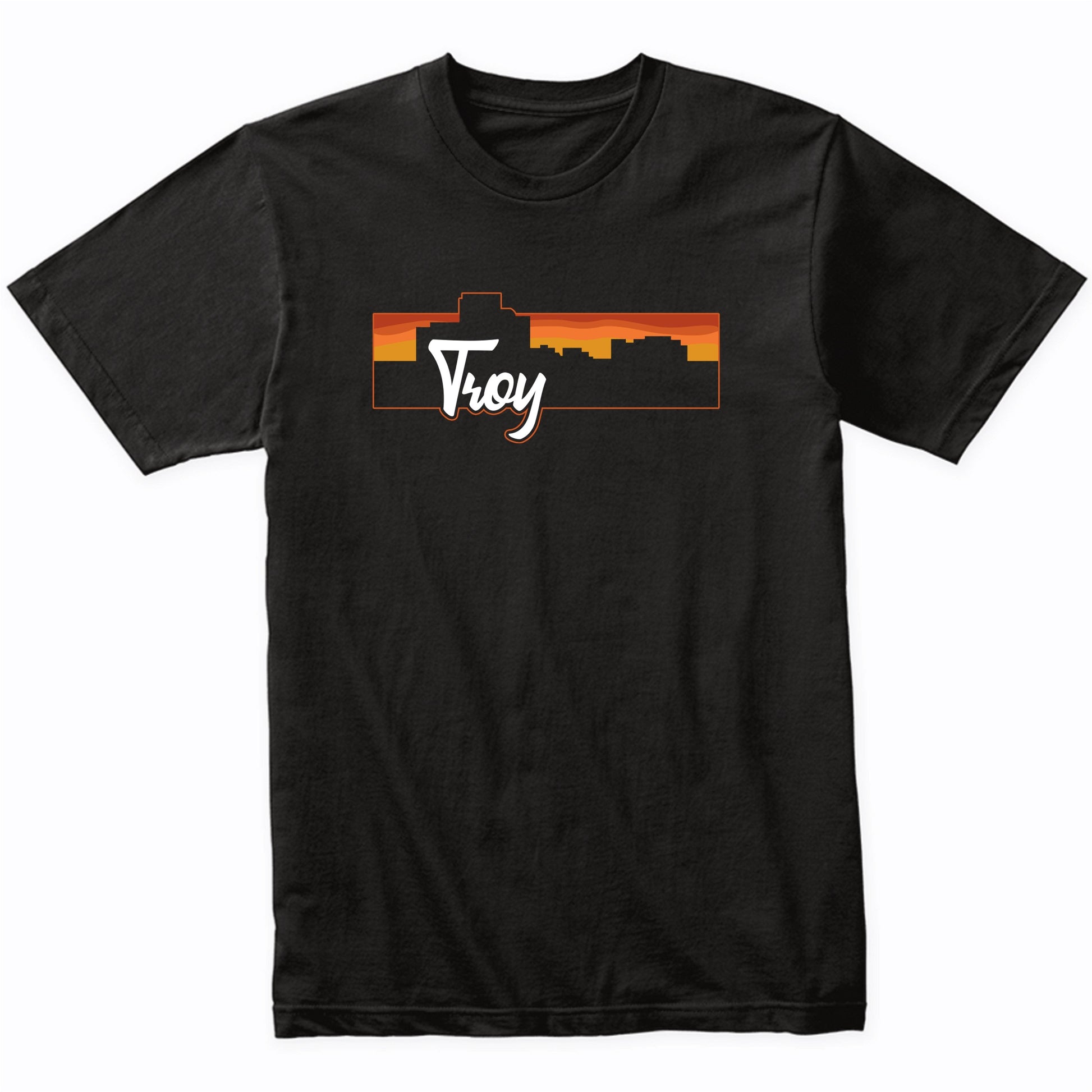 Vintage Style Retro Troy Michigan Sunset Skyline T-Shirt