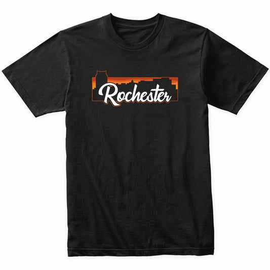 Vintage Style Retro Rochester Minnesota Sunset Skyline T-Shirt