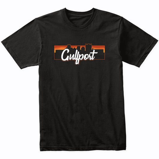 Vintage Style Retro Gulfport Mississippi Sunset Skyline T-Shirt
