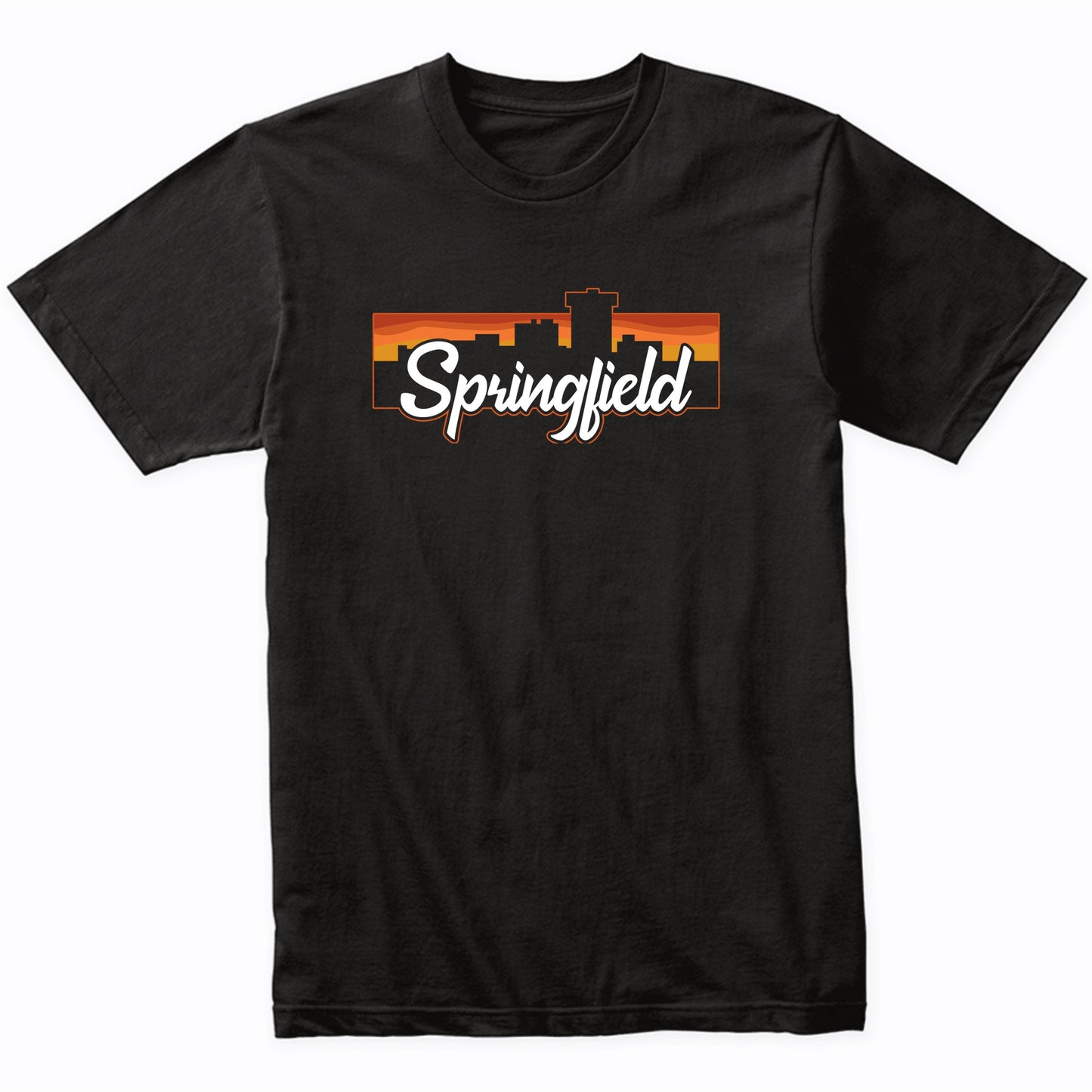 Vintage Style Retro Springfield Missouri Sunset Skyline T-Shirt