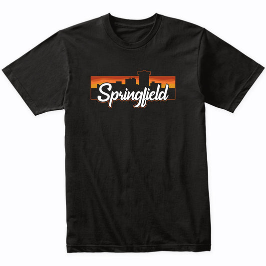Vintage Style Retro Springfield Missouri Sunset Skyline T-Shirt
