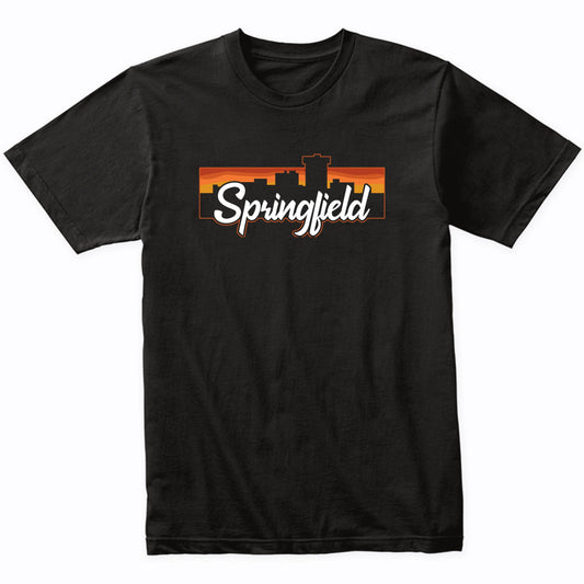 Vintage Style Retro Springfield Missouri Sunset Skyline T-Shirt