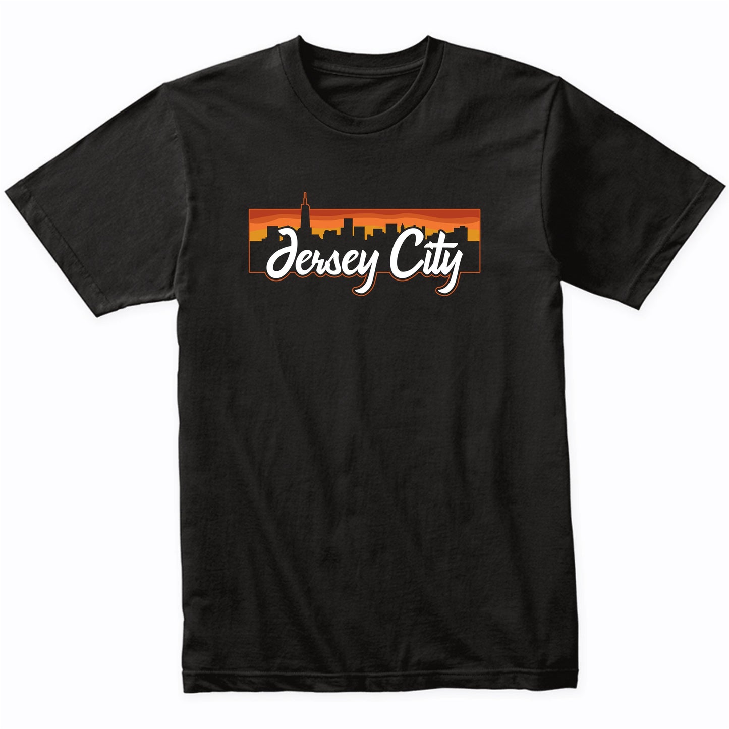 Vintage Style Retro Jersey City New Jersey Sunset Skyline T-Shirt