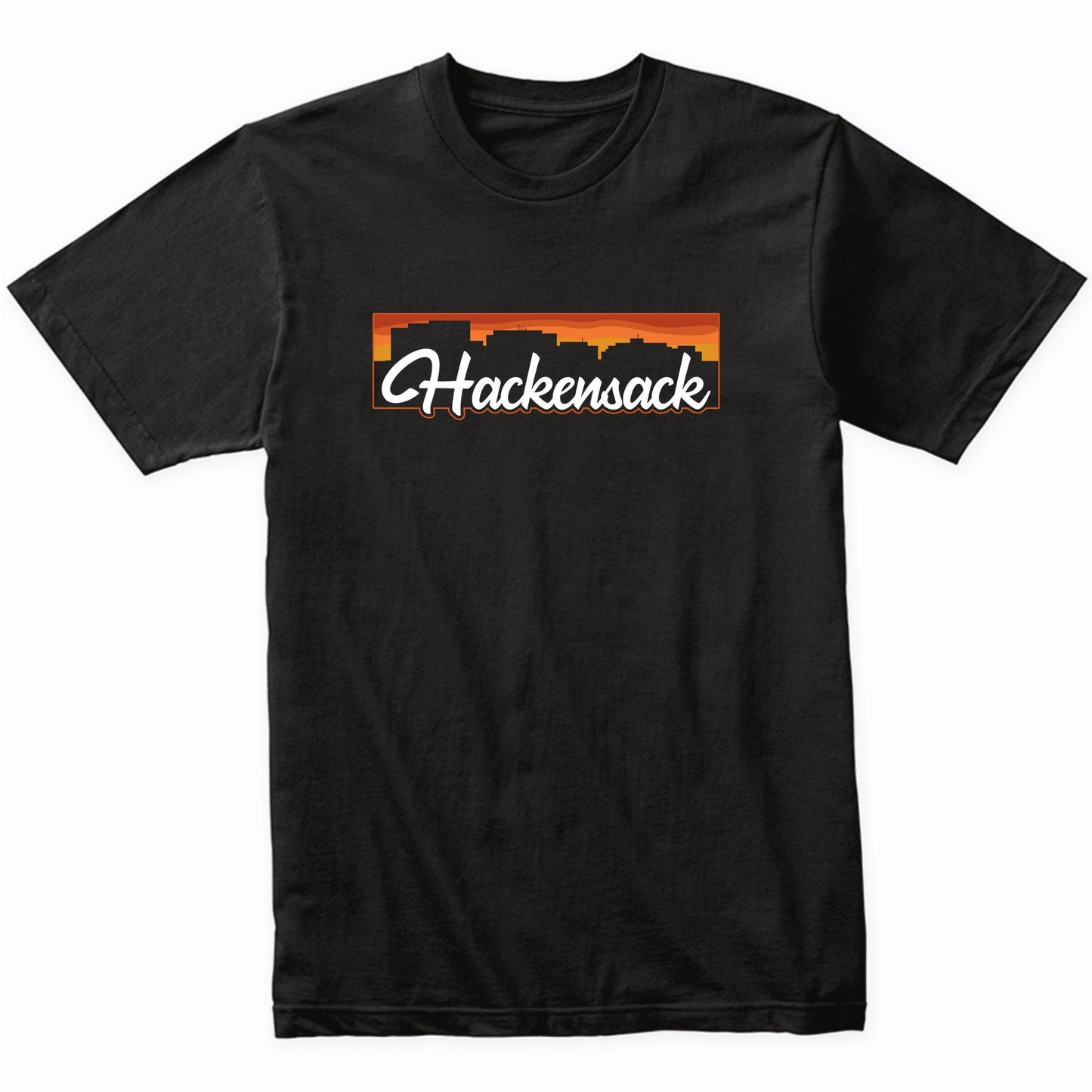 Vintage Style Retro Hackensack New Jersey Sunset Skyline T-Shirt