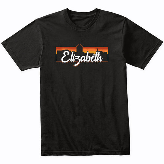 Vintage Style Retro Elizabeth New Jersey Sunset Skyline T-Shirt