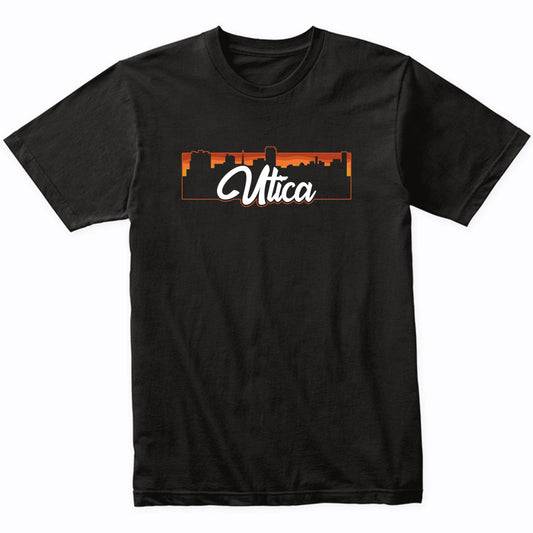 Vintage Style Retro Utica New York Sunset Skyline T-Shirt