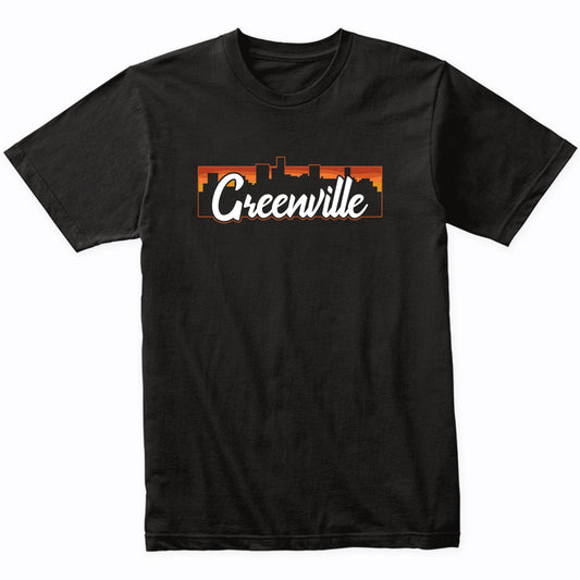 Vintage Style Retro Greenville South Carolina Sunset Skyline T-Shirt