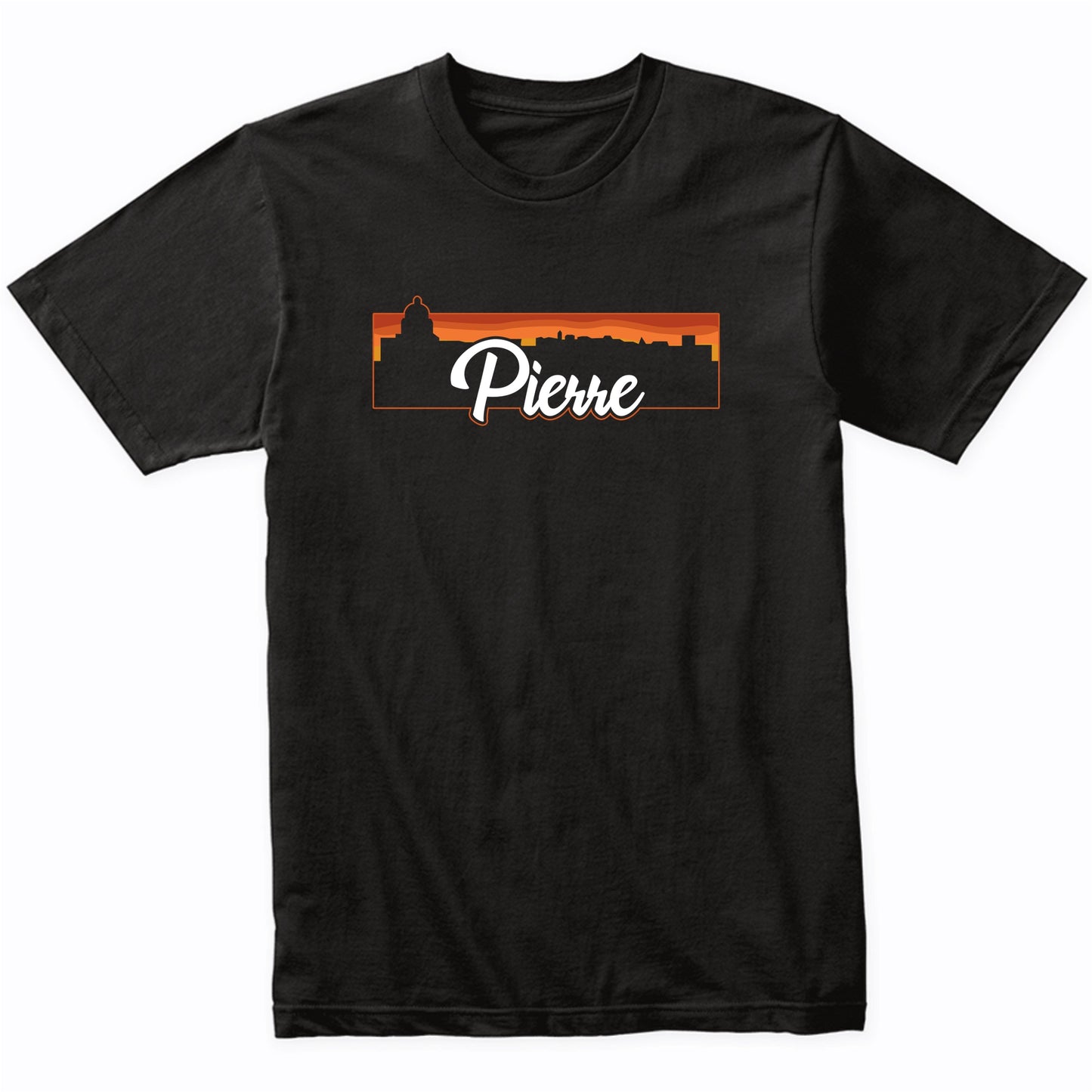 Vintage Style Retro Pierre South Dakota Sunset Skyline T-Shirt