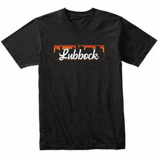 Vintage Style Retro Lubbock Texas Sunset Skyline T-Shirt