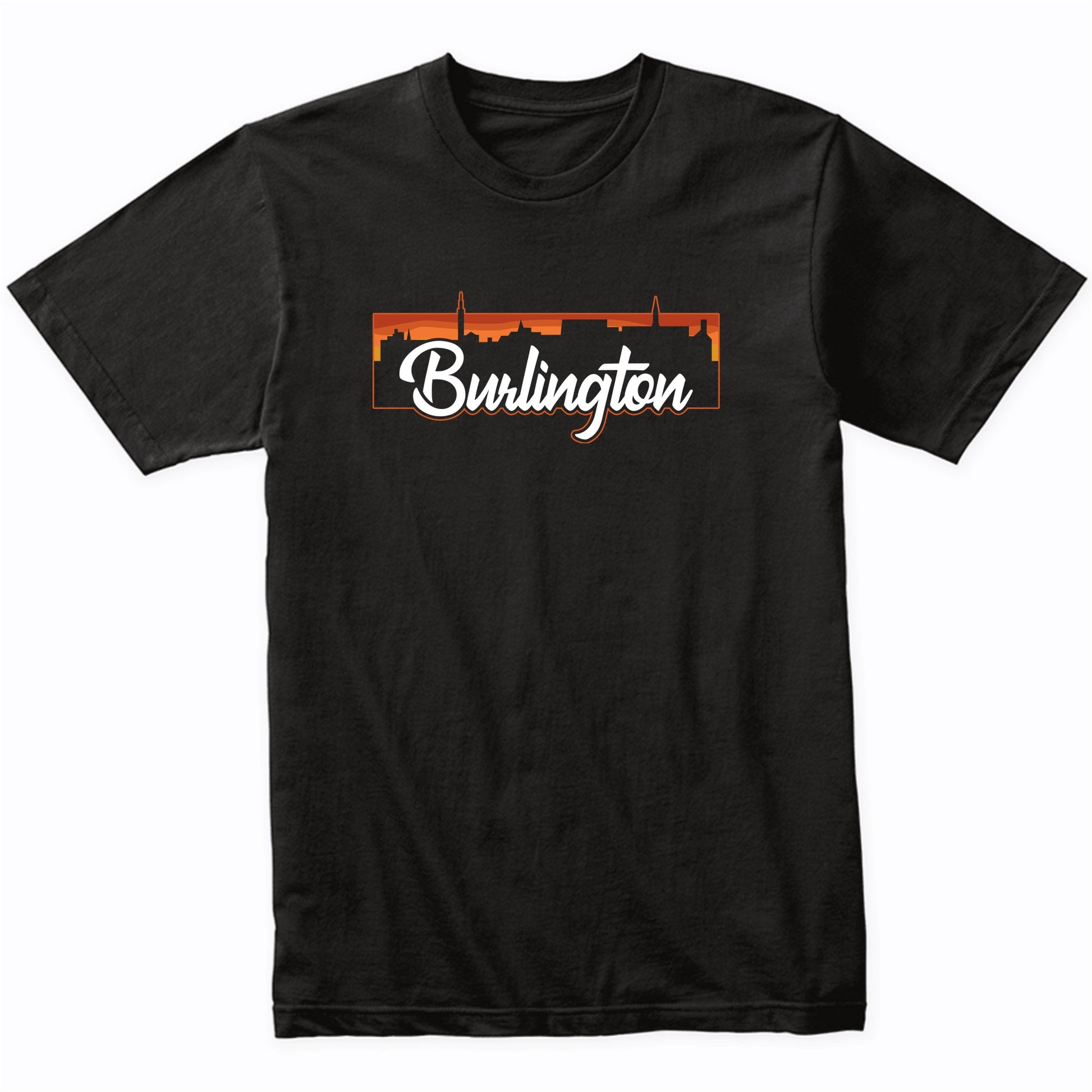 Vintage Style Retro Burlington Vermont Sunset Skyline T-Shirt