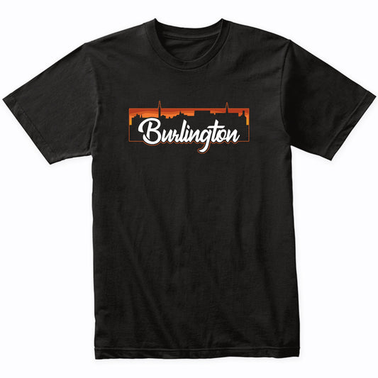 Vintage Style Retro Burlington Vermont Sunset Skyline T-Shirt