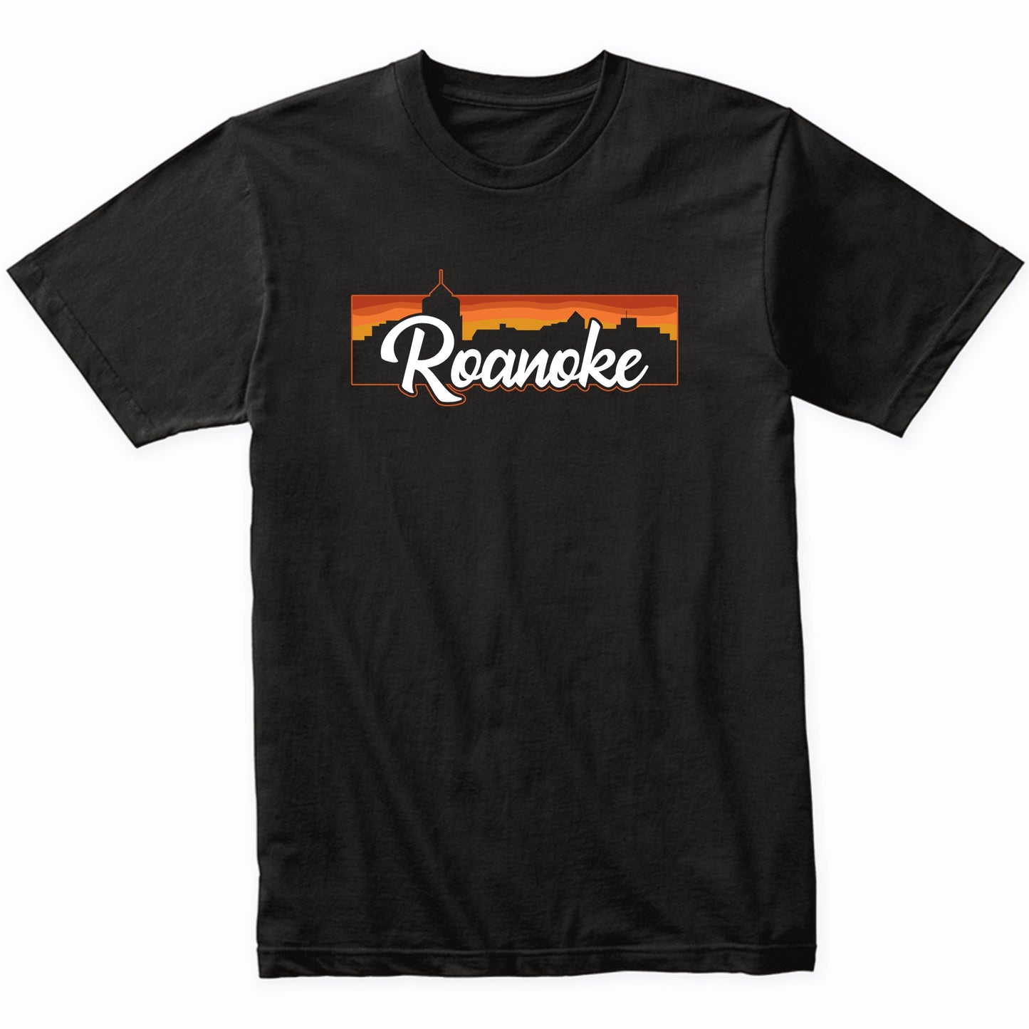 Vintage Style Retro Roanoke Virginia Sunset Skyline T-Shirt