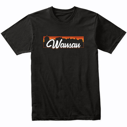 Vintage Style Retro Wausau Wisconsin Sunset Skyline T-Shirt