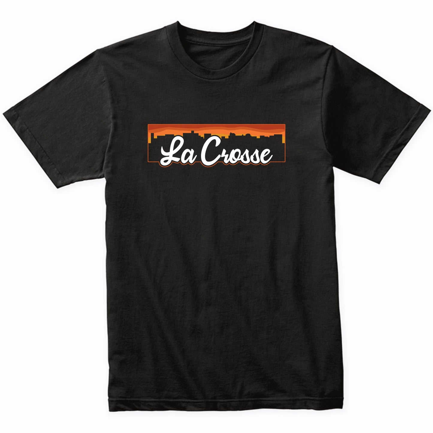 Vintage Style Retro La Crosse Wisconsin Sunset Skyline T-Shirt