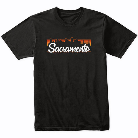 Vintage Style Retro Sacramento California Sunset Skyline T-Shirt