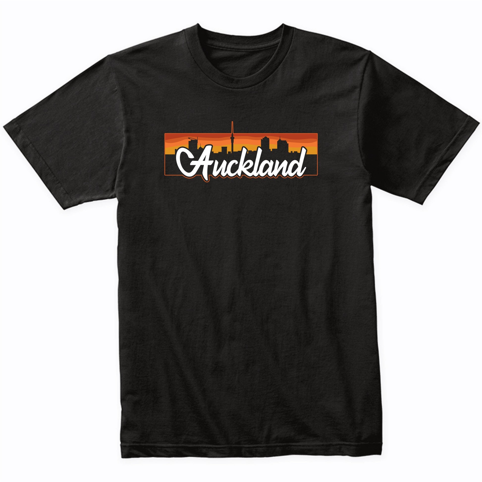 Vintage Style Retro Auckland New Zealand Sunset Skyline T-Shirt