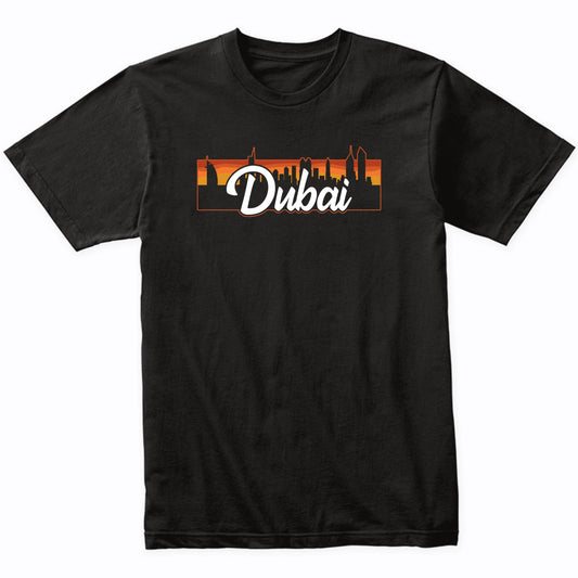 Vintage Retro Dubai United Arab Emirates Sunset Skyline T-Shirt