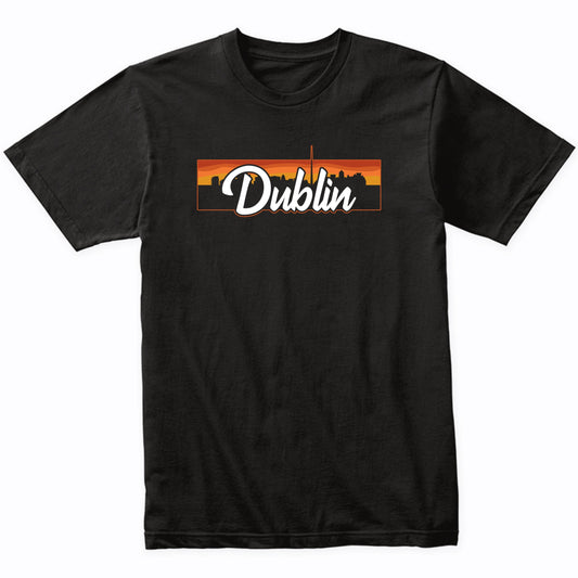 Vintage Style Retro Dublin Ireland Sunset Skyline T-Shirt