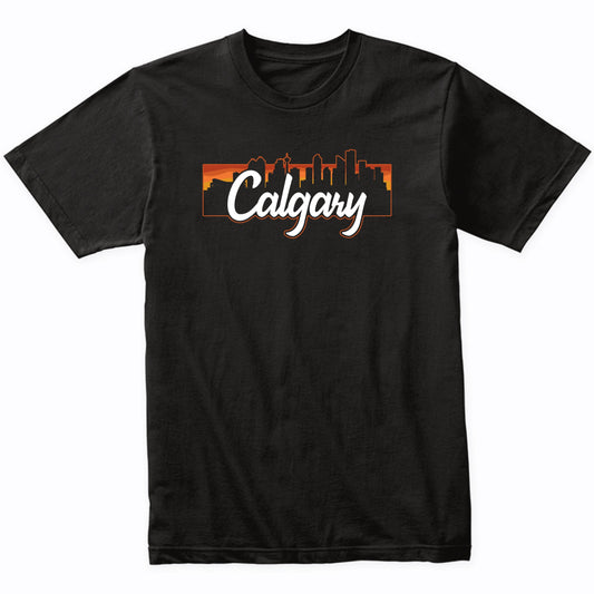 Vintage Style Retro Calgary Alberta Canada Sunset Skyline T-Shirt