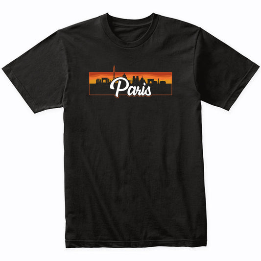 Vintage Style Retro Paris France Sunset Skyline T-Shirt