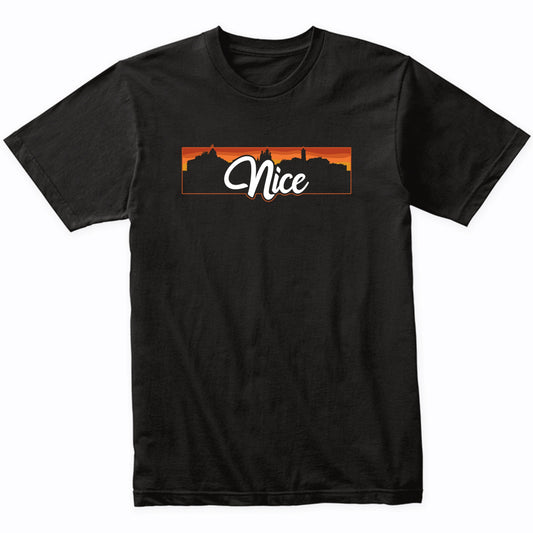 Vintage Style Retro Nice France Sunset Skyline T-Shirt