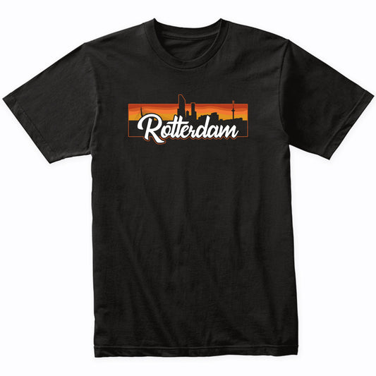 Vintage Style Retro Rotterdam Netherlands Sunset Skyline T-Shirt