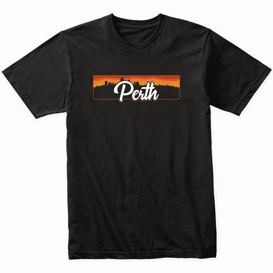 Vintage Style Retro Perth Australia Sunset Skyline T-Shirt