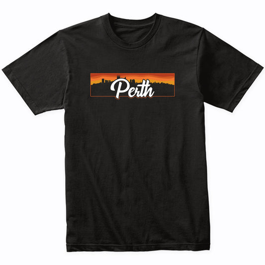 Vintage Style Retro Perth Australia Sunset Skyline T-Shirt