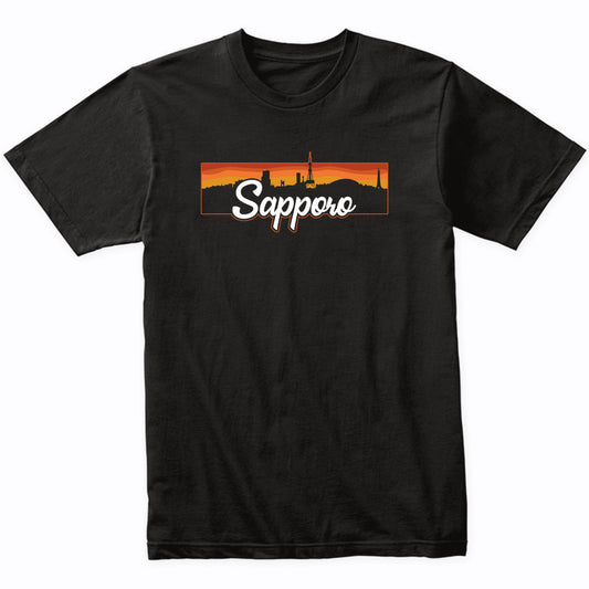 Vintage Style Retro Sapporo Japan Sunset Skyline T-Shirt