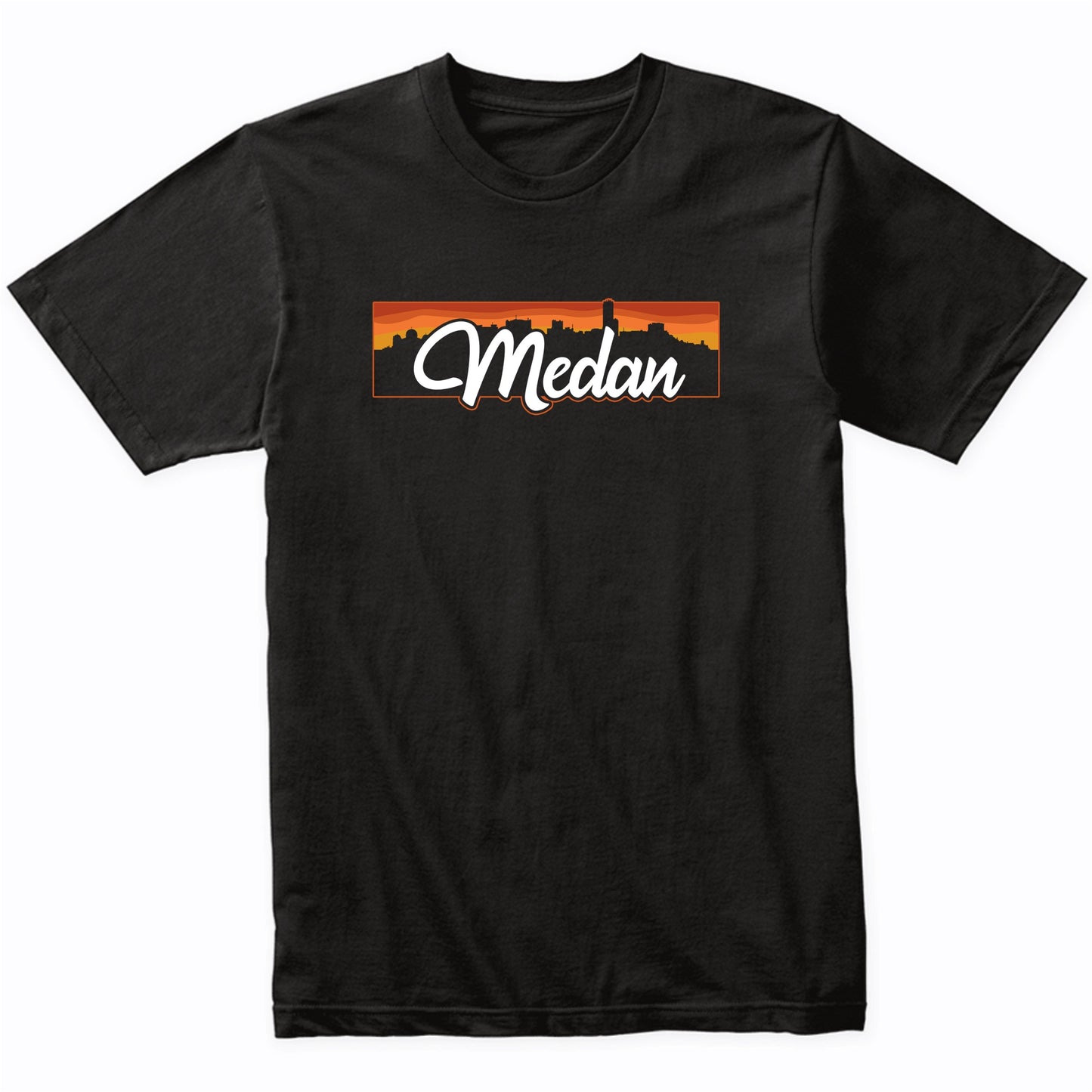 Vintage Style Retro Medan Indonesia Sunset Skyline T-Shirt