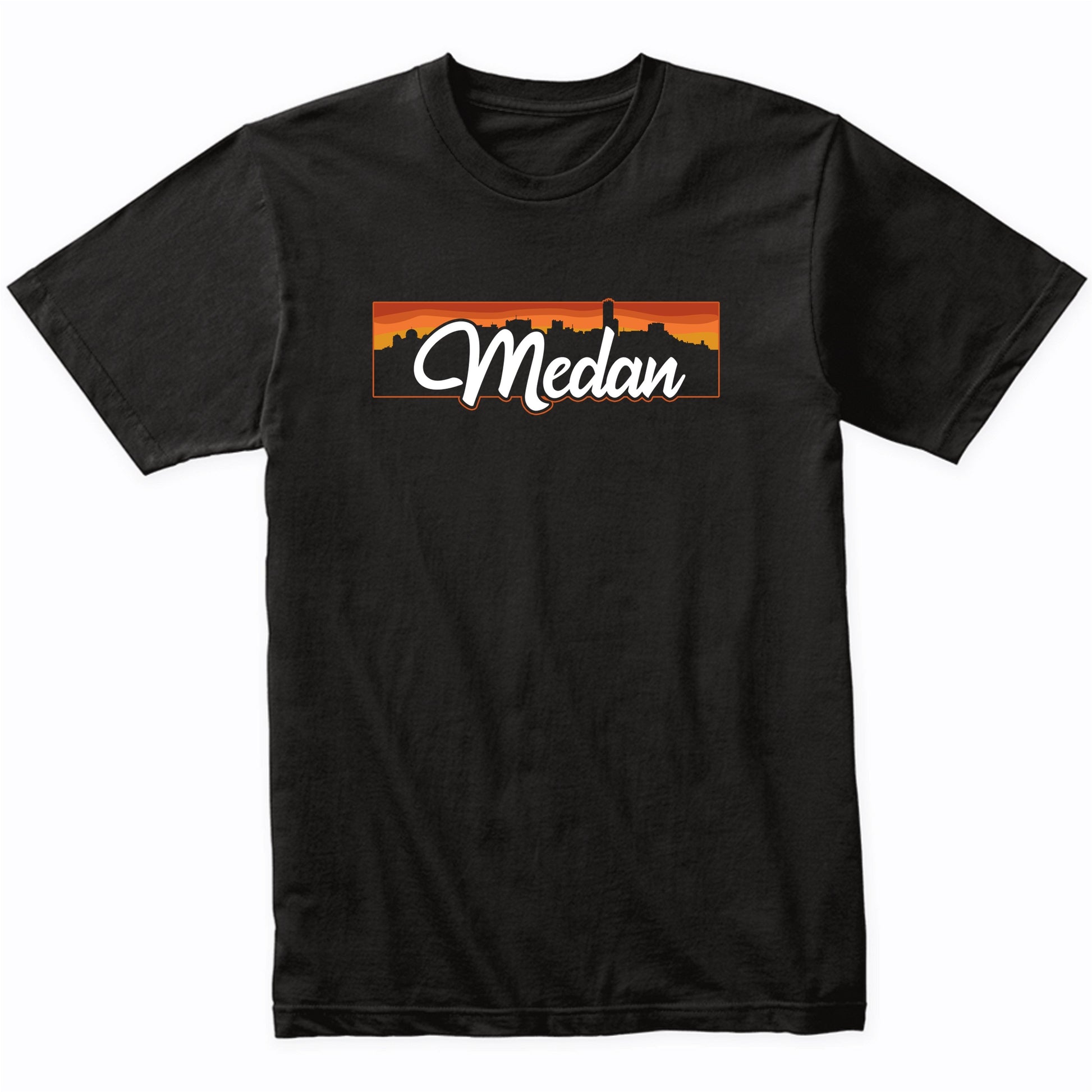 Vintage Style Retro Medan Indonesia Sunset Skyline T-Shirt