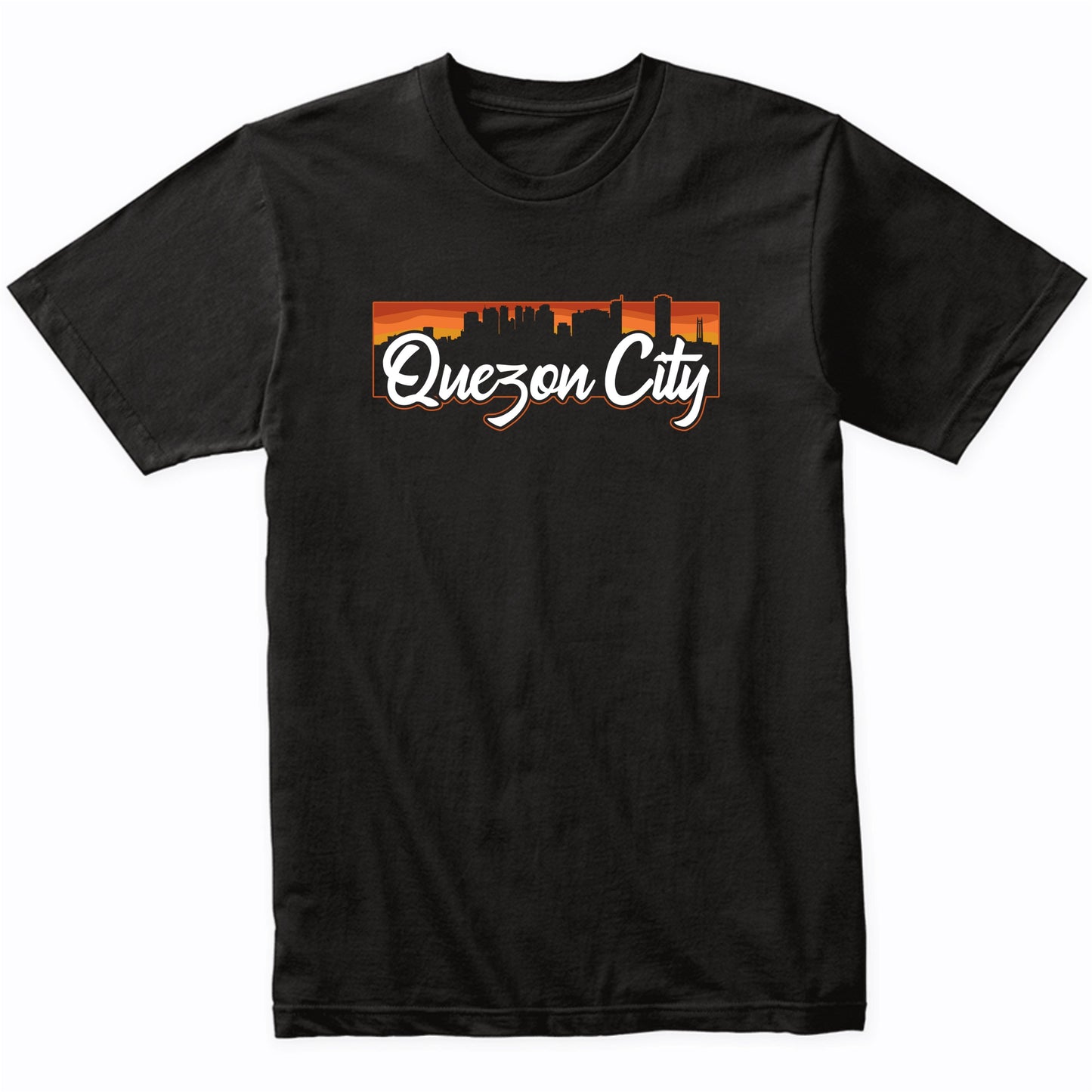 Vintage Style Retro Quezon City Philippines Sunset Skyline T-Shirt