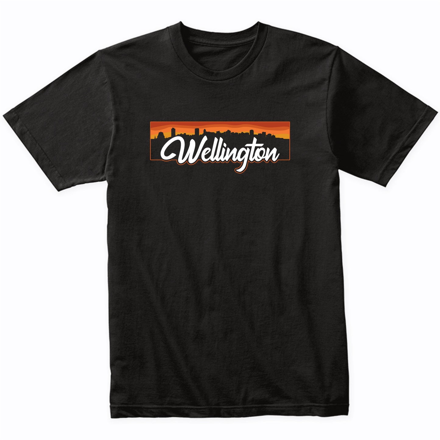 Vintage Style Retro Wellington New Zealand Sunset Skyline T-Shirt