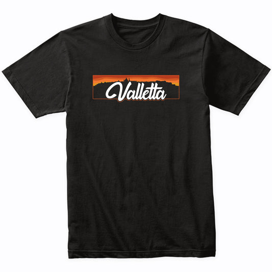 Vintage Style Retro Valletta Malta Sunset Skyline T-Shirt