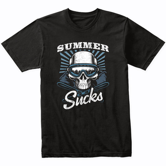 Summer Sucks Funny Skier Skull Skiing T-Shirt