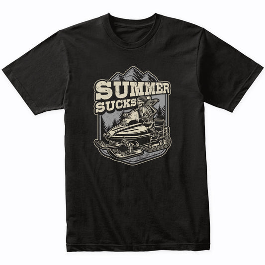 Summer Sucks Snowmobile Skeleton Funny Snowmobiling T-Shirt