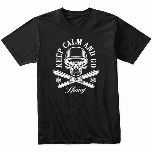Keep Calm And Go Skiing Skull Skier Funny T-Shirt