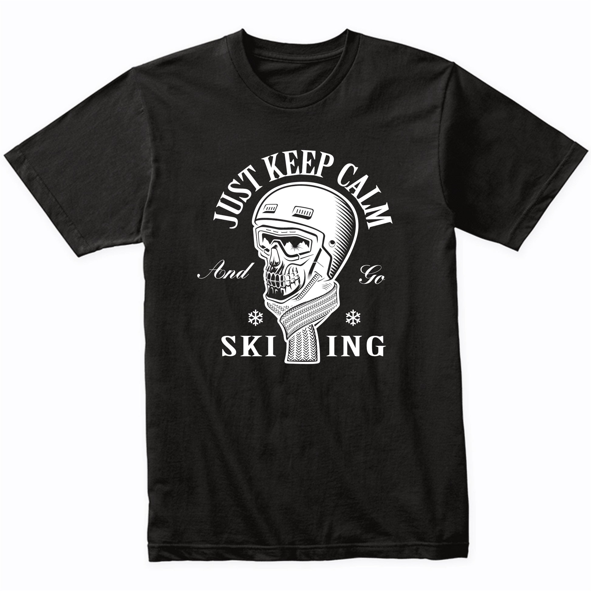 Just Keep Calm And Go Skiing Skull Skier Funny T-Shirt