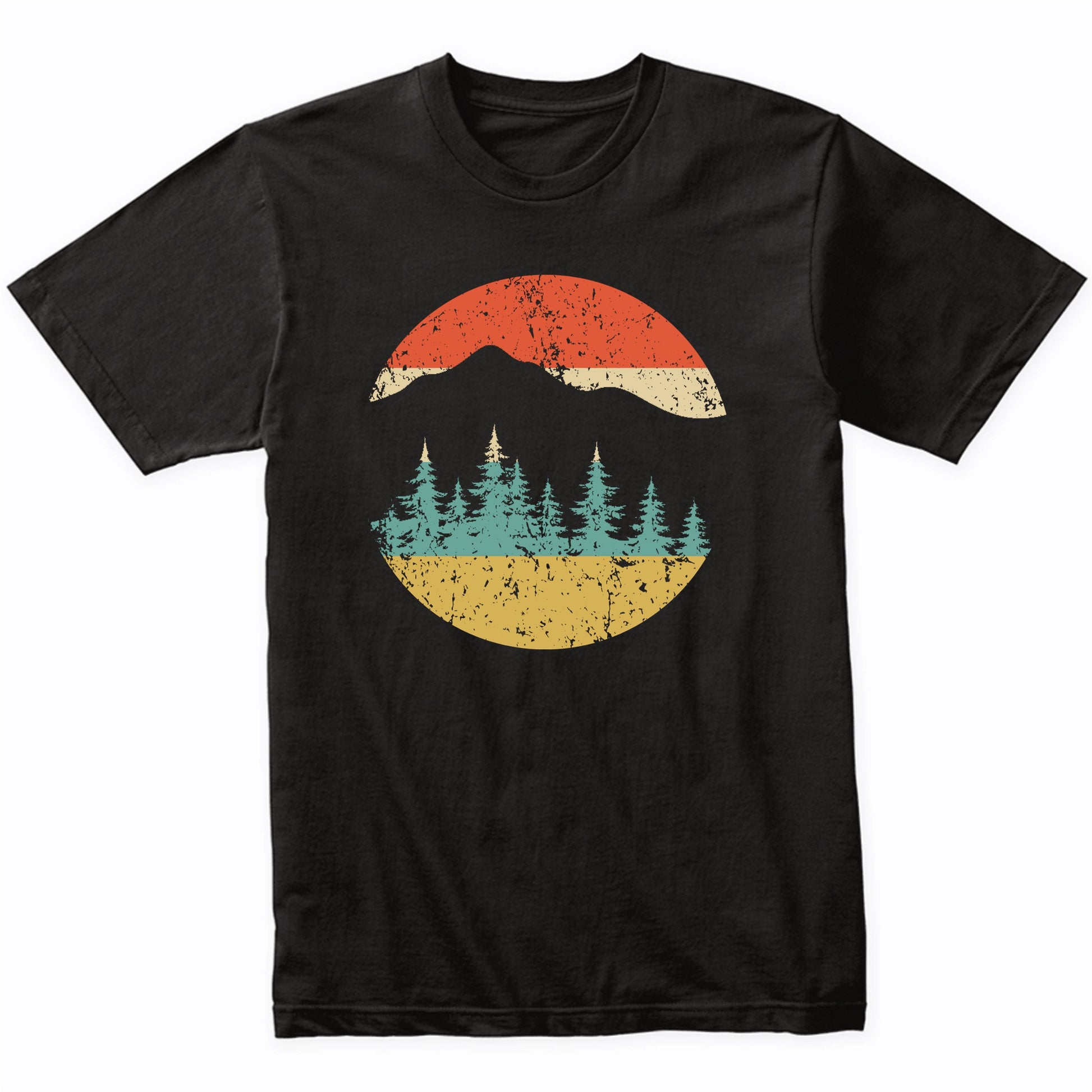 Outdoors Nature Camping Retro Mountains And Trees Icon T-Shirt