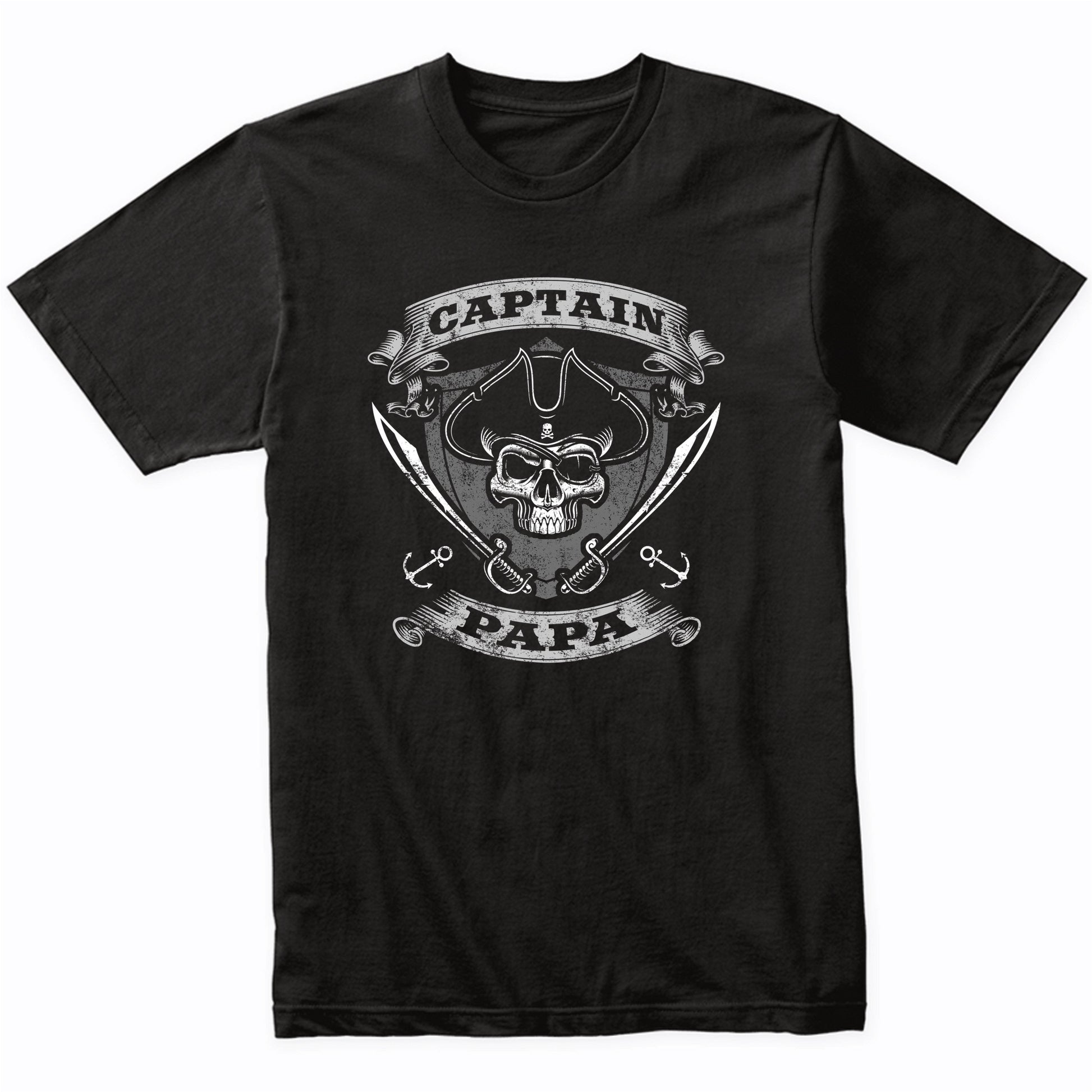 Captain Papa Pirate Skull Funny Grandpa Grandparents Day T-Shirt