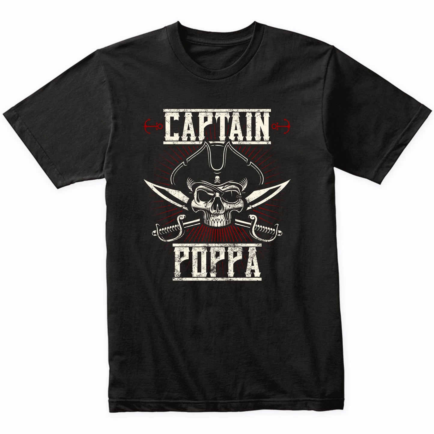 Captain Poppa Pirate Skull Funny Grandpa Grandparents Day T-Shirt