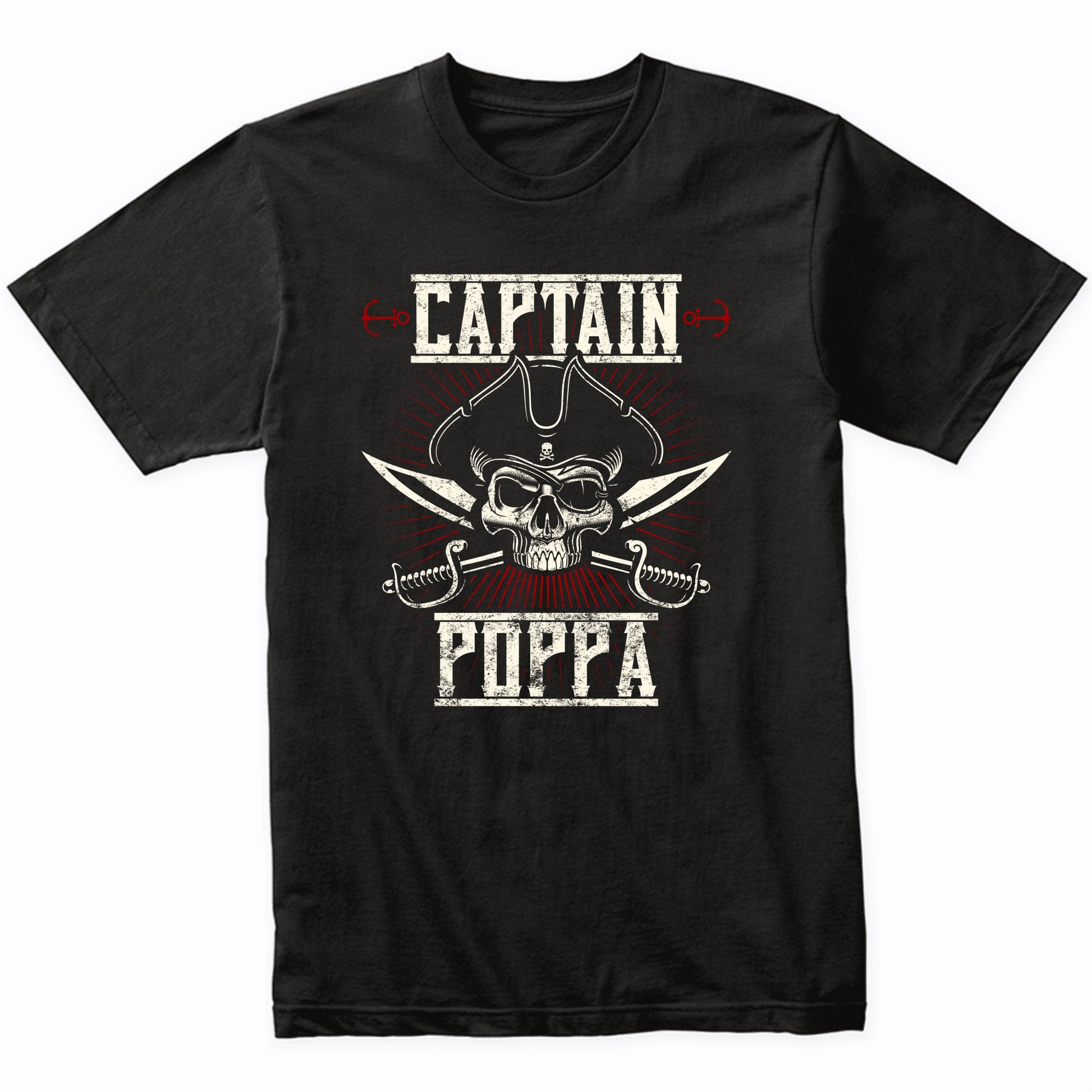 Captain Poppa Pirate Skull Funny Grandpa Grandparents Day T-Shirt