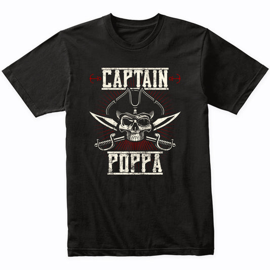 Captain Poppa Pirate Skull Funny Grandpa Grandparents Day T-Shirt
