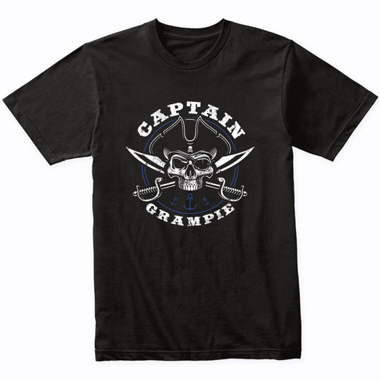 Captain Grampie Pirate Skull Funny Grandpa Grandparents Day T-Shirt