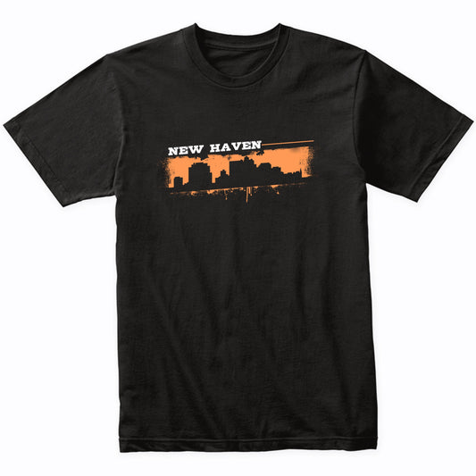 New Haven Connecticut Skyline Retro Grafitti Style T-Shirt