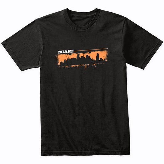 Miami Florida Skyline Retro Grafitti Style T-Shirt
