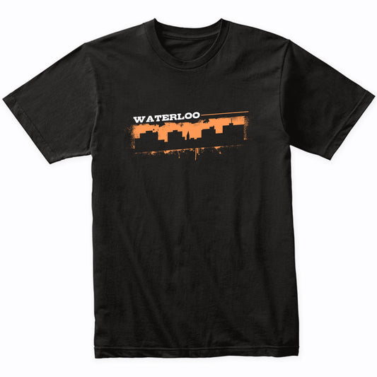 Waterloo Iowa Skyline Retro Grafitti Style T-Shirt