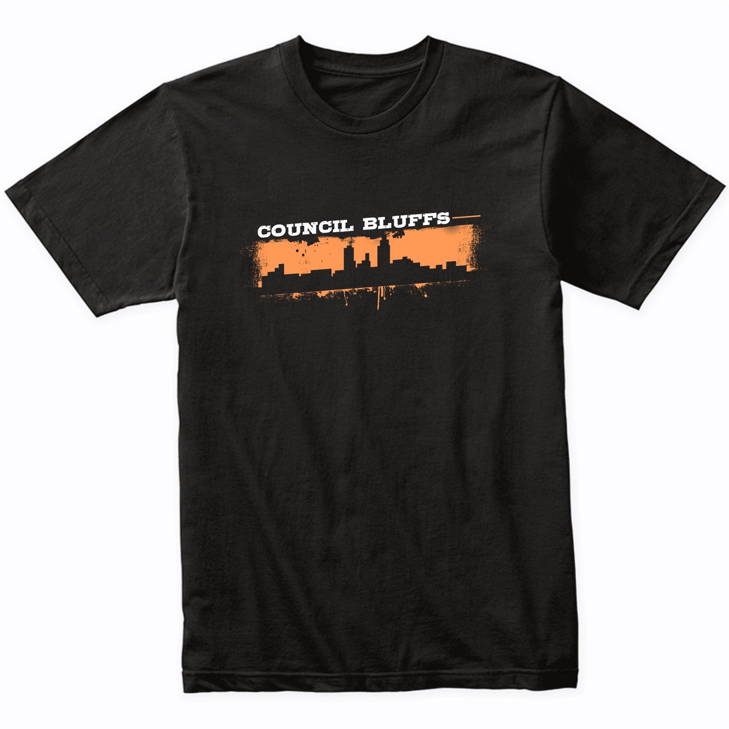 Council Bluffs Iowa Skyline Retro Grafitti Style T-Shirt