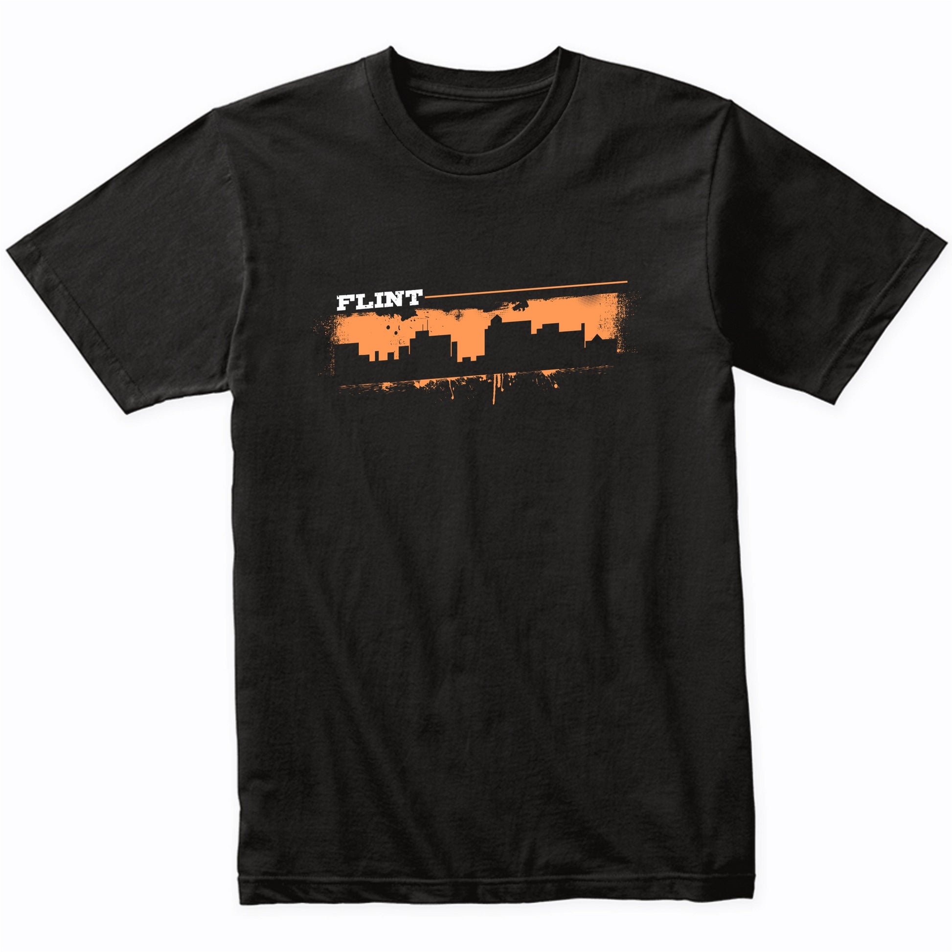 Flint Michigan Skyline Retro Grafitti Style T-Shirt